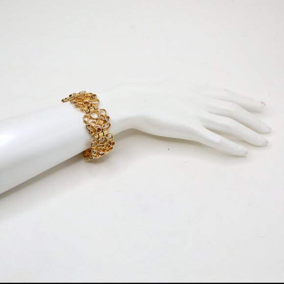 Vintage Robert Larin Gold Tone Brutalist Modernist Bracelet Designer Signed 60s - Picture 9 of 14